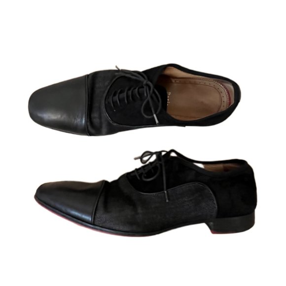 Men's Christian Louboutin Black Leather And Suede Greggo Oxfords. Size 40/7 - Picture 12 of 15